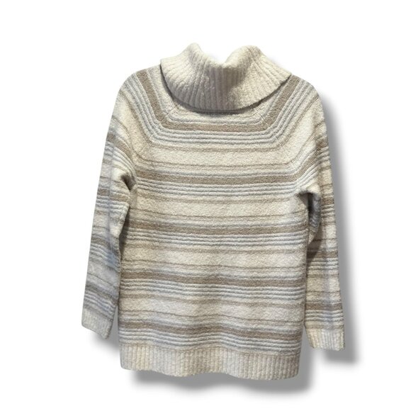 L.L.Bean Women’s Wool Blend Stripe Sweater Jumper Neutral Multistripe Size L - Picture 14 of 14